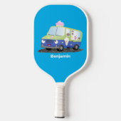 Raquette De Pickleball Caricature de camion de glace joli (Verso)