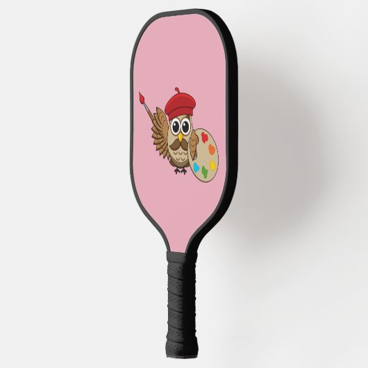 Raquette De Pickleball Caricature de Chouette Peintre Cute (Gauche)