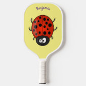 Raquette De Pickleball Caricature de coccinelle rouge joyeux (Verso)