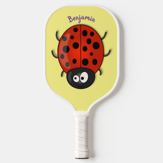 Raquette De Pickleball Caricature de coccinelle rouge joyeux (Recto)