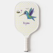 Raquette De Pickleball Caricature de colibri d'abeille mignonne (Verso)