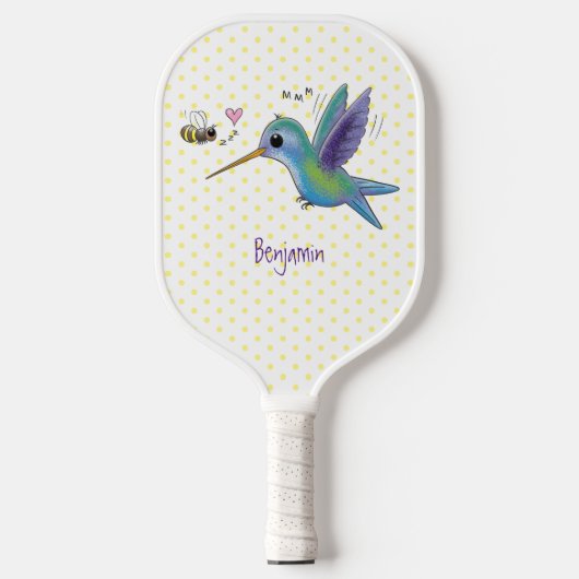 Raquette De Pickleball Caricature de colibri d'abeille mignonne (Recto)