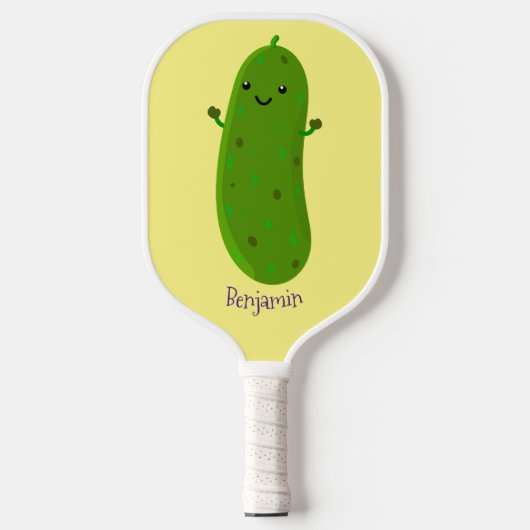 Raquette De Pickleball Caricature de cornichon joyeux (Recto)