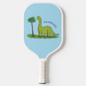 Raquette De Pickleball Caricature de dinosaure de brontosaurus vert migno (Verso)
