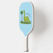 Raquette De Pickleball Caricature de dinosaure de brontosaurus vert migno (Gauche)