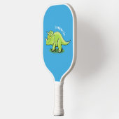 Raquette De Pickleball Caricature de dinosaure de triceratops vert mignon (Gauche)
