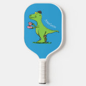 Raquette De Pickleball Caricature de dinosaure vert t rex (Verso)