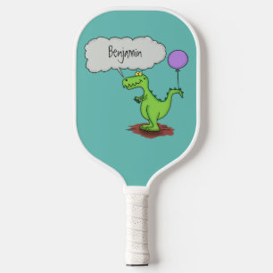Raquette De Pickleball Caricature de dragon dragon drôle et vert respiran