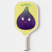 Raquette De Pickleball Caricature de fruits mauve joyeux aux figues (Verso)