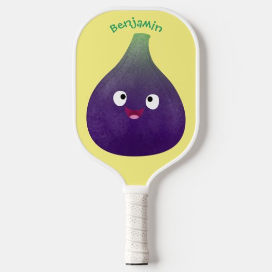 Raquette De Pickleball Caricature de fruits mauve joyeux aux figues (Recto)