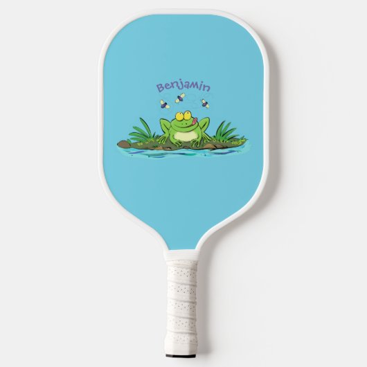 Raquette De Pickleball Caricature de grenouille vert mignon (Verso)