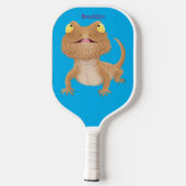 Raquette De Pickleball Caricature de lézard de dragon à barbe (Verso)