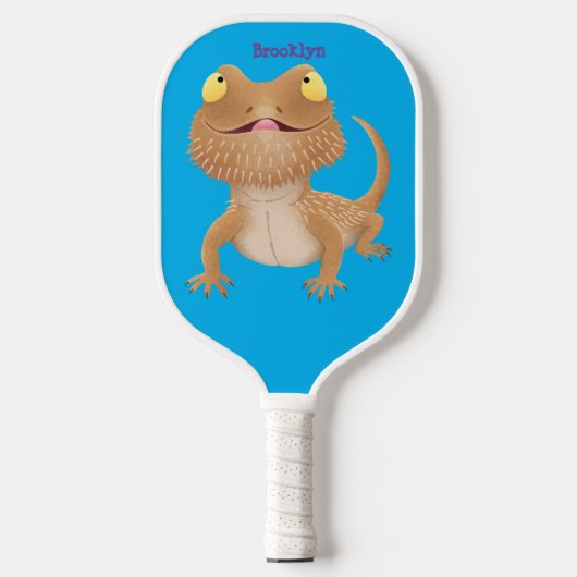 Raquette De Pickleball Caricature de lézard de dragon à barbe (Recto)