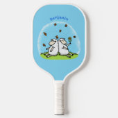 Raquette De Pickleball Caricature de moutons mignons amis et papillons (Recto)