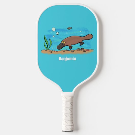 Raquette De Pickleball Caricature de natation de Cute platypus (Recto)