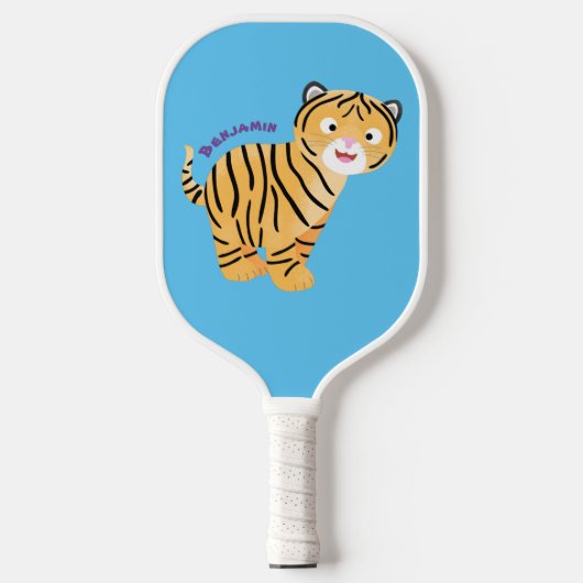 Raquette De Pickleball Caricature de petit tigre joyeux (Recto)