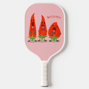 Raquette De Pickleball Caricature de piments chantants mignons