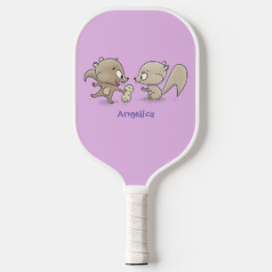 Raquette De Pickleball Caricature d'écureuils marrants