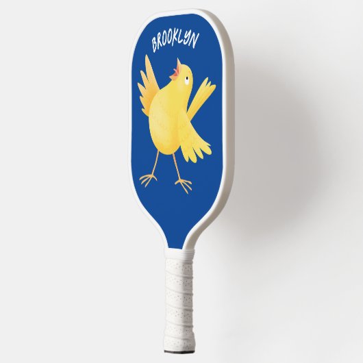 Raquette De Pickleball Caricature d'oiseau canari jaune chantant mignon (Gauche)