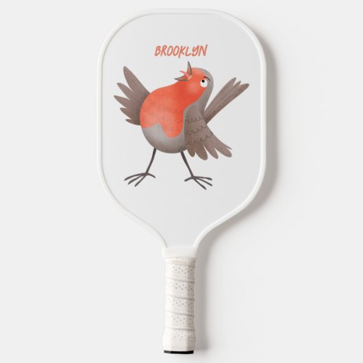 Raquette De Pickleball Caricature d'oiseau rouge chantant mignon (Verso)