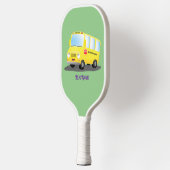 Raquette De Pickleball Caricature du bus scolaire jaune joyeux (Gauche)
