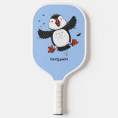 Raquette De Pickleball Caricature en bleu bouffin joyeux (Verso)
