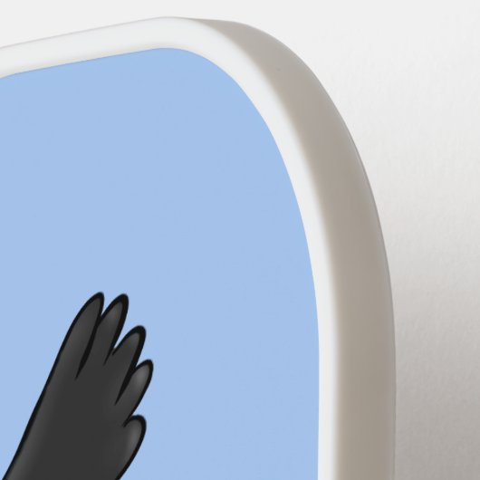 Raquette De Pickleball Caricature en bleu bouffin joyeux (Détail gauche)