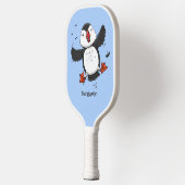 Raquette De Pickleball Caricature en bleu bouffin joyeux (Gauche)