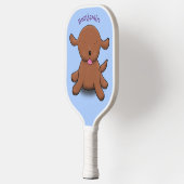 Raquette De Pickleball Caricature en bleu pour chien de chiot joyeux (Gauche)