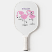 Raquette De Pickleball Caricature en trio flamand rose mou (Verso)