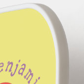 Raquette De Pickleball Caricature jaune pêche très agréable (Détail gauche)