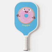 Raquette De Pickleball Caricature joli beignet rose vitré (Verso)