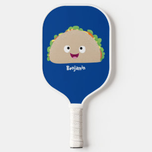 Raquette De Pickleball Caricature joli sourire taco dessin animé
