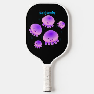 Raquette De Pickleball Caricature kawaii de méduse violette rose mou