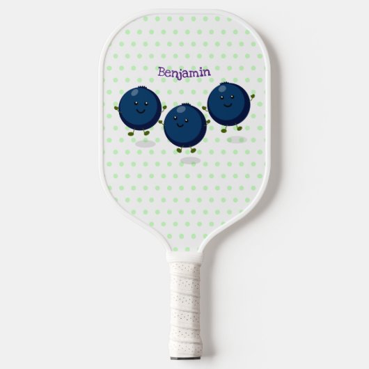 Raquette De Pickleball Caricature mignonne de bleuets violets (Recto)