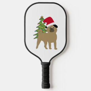 Raquette De Pickleball Carlin de dessin animé mignon en Santa Hat v2