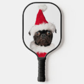 Raquette De Pickleball Carlin noir de Noël mignon à Santa Hat (Verso)