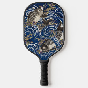 Raquette De Pickleball Carpe japonaise vintage en vagues, personnalisée