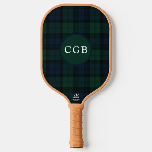 Raquette De Pickleball Carré Vert Foncé avec Monogramme (Recto)