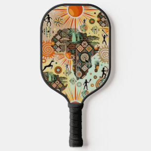 Raquette De Pickleball Carte d'Afrique Motif Éléments Tribaux Décoratifs
