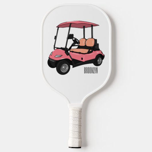 Raquette De Pickleball Carte de golf / dessin animé en voiturette de golf (Verso)