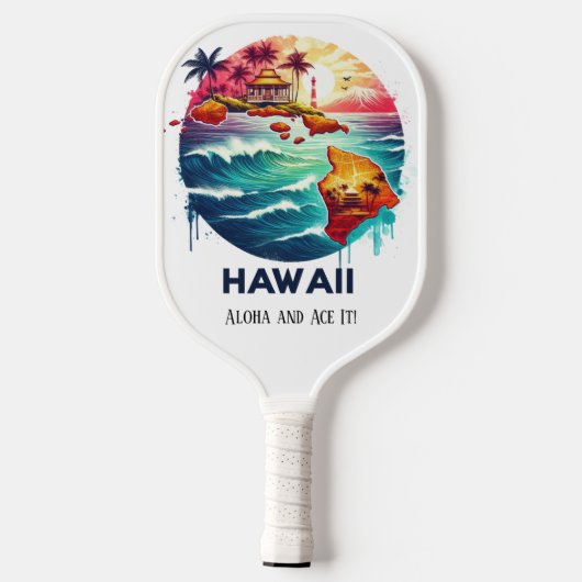 Raquette De Pickleball Carte de voyage de l'État d'Hawaii (Verso)