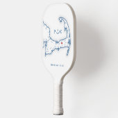 Raquette De Pickleball Carte Dennis MA Marine Monogramme bleu (Gauche)