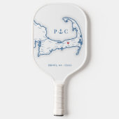 Raquette De Pickleball Carte Dennis MA Marine Monogramme bleu (Verso)