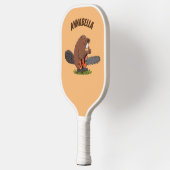 Raquette De Pickleball Castor drôle avec humour de dessin animé de tronço (Gauche)