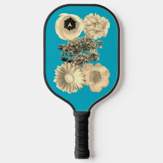 Raquette De Pickleball Célébration Vintage Fleurs Sépia Turquoise/Rose