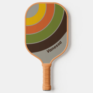 Raquette De Pickleball Cercle à rayures Sunset Clover avec nom