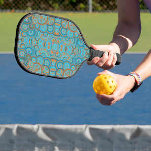 Raquette De Pickleball Cercle Concentré Dégradé Orange Rust Turquoise