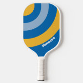 Raquette De Pickleball Cercle côtier rayé avec nom (Verso)