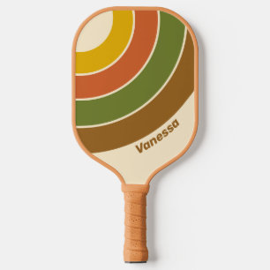 Raquette De Pickleball Cercle rayé de trèfle au lever du soleil avec nom